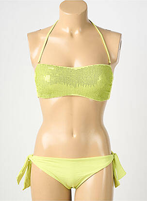 Maillot de bain 2 pièces stretch haut bandeau vert GENIUS femme