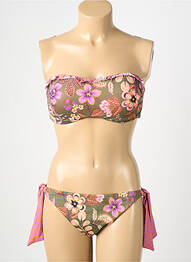 Maillot de bain 2 pièces stretch haut bandeau vert GENIUS femme