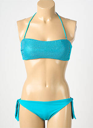Maillot de bain 2 pièces stretch haut bandeau bleu GENIUS femme