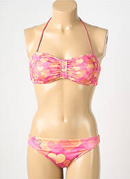 Maillot de bain 2 pièces stretch haut bandeau rose GENIUS femme