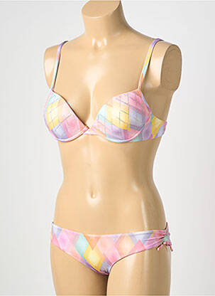 Maillot de bain 2 pièces stretch haut soutien-gorge balconnet violet GENIUS femme