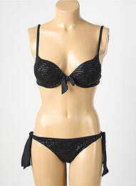 Maillot de bain 2 pièces stretch haut soutien-gorge push-up noir GENIUS femme
