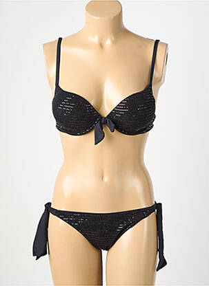 Maillot de bain 2 pièces stretch haut soutien-gorge push-up noir GENIUS femme