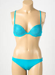 Maillot de bain 2 pièces stretch haut soutien-gorge moulé bleu GENIUS femme