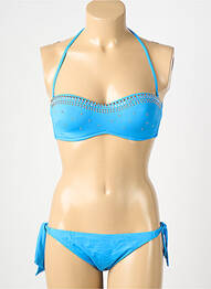 Maillot de bain 2 pièces stretch haut bandeau bleu GENIUS femme