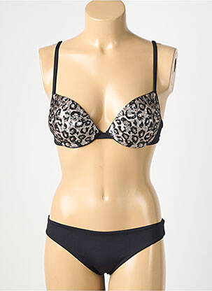 Maillot de bain 2 pièces stretch haut soutien-gorge moulé noir GENIUS femme