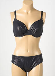 Maillot de bain 2 pièces stretch haut soutien-gorge emboitant noir GENIUS femme