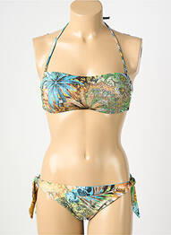 Maillot de bain 2 pièces stretch haut bandeau vert GENIUS femme