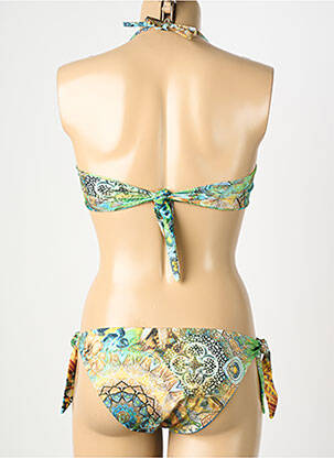 Maillot de bain 2 pièces stretch haut bandeau vert GENIUS femme
