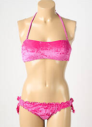 Maillot de bain 2 pièces stretch haut bandeau rose GENIUS femme