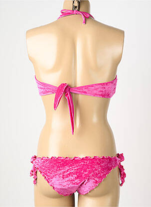 Maillot de bain 2 pièces stretch haut bandeau rose GENIUS femme