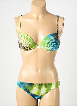 Maillot de bain 2 pièces stretch haut soutien-gorge emboitant vert GENIUS femme