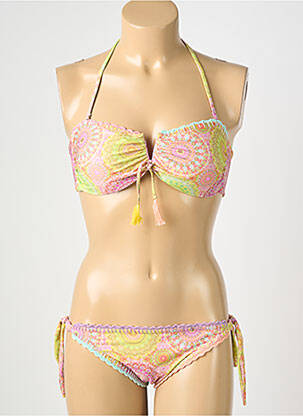 Maillot de bain 2 pièces stretch haut bandeau vert GENIUS femme