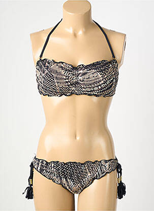 Maillot de bain 2 pièces stretch haut bandeau noir GENIUS femme