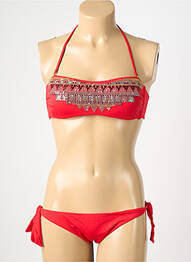Maillot de bain 2 pièces stretch haut bandeau rouge GENIUS femme