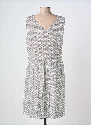 Robe mi-longue imprimé fantaisie sans manche blanc POMKIN femme