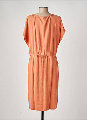 Robe mi-longue tissage crêpe manches courtes orange TELMAIL femme