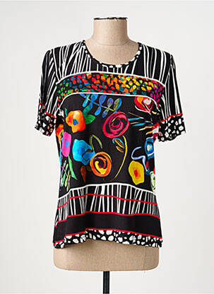 T-shirt stretch manches courtes noir GRIFFON femme