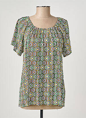 Top tissage crêpe manches courtes marron TELMAIL femme