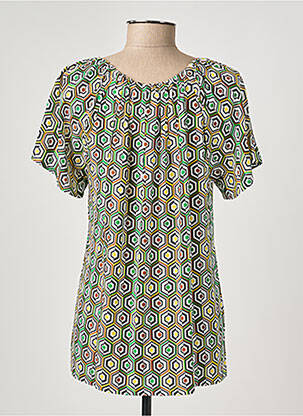 Top tissage crêpe manches courtes marron TELMAIL femme