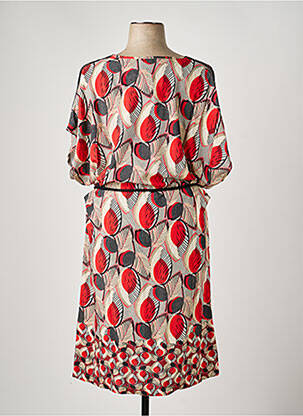 Robe mi-longue imprimé fleurs manches courtes rouge GRIFFON femme