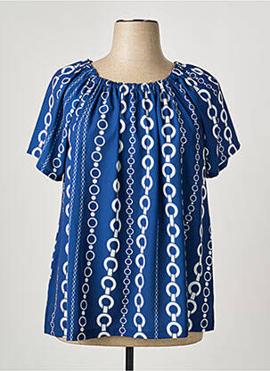 Blouse col rond manches courtes bleu TELMAIL femme