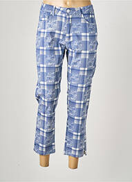 Pantalon 7/8 tissage popeline taille normale bleu S.QUISE femme