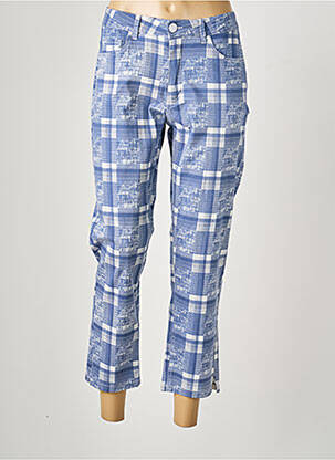 Pantalon 7/8 tissage popeline taille normale bleu S.QUISE femme