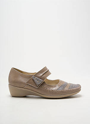 Ballerines fermeture scratch talon de 4 à 6cm beige PEDI GIRL femme