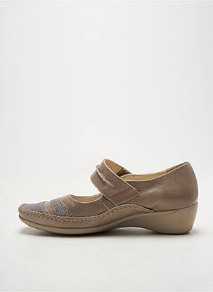 Ballerines fermeture scratch talon de 4 à 6cm beige PEDI GIRL femme