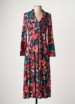 Robe longue imprimé fantaisie manches longues bleu MALOKA femme