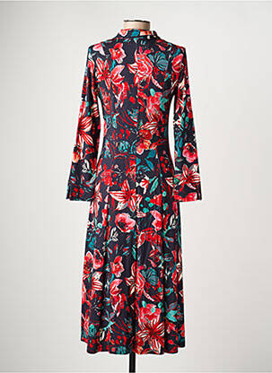 Robe longue imprimé fantaisie manches longues bleu MALOKA femme