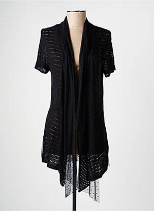 Gilet manches courtes maille tricot noir PAUL BRIAL femme