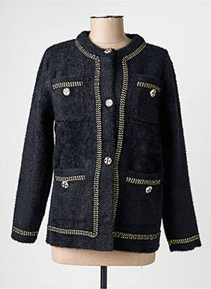 Gilet manches longues maille maille poilu noir FRIME femme