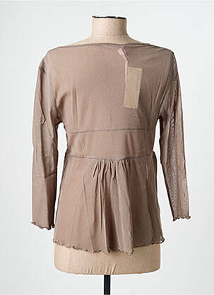 Top coupe cintrée manches 3/4 marron EVALINKA femme