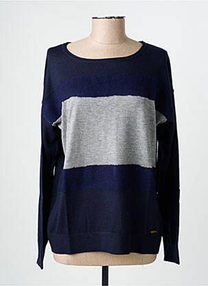 Pull tissage chiné manches longues bleu THALASSA femme