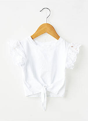 Top coupe droite manches courtes blanc LOLILOL fille