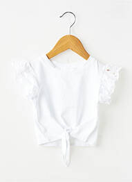 Top coupe droite manches courtes blanc LOLILOL fille