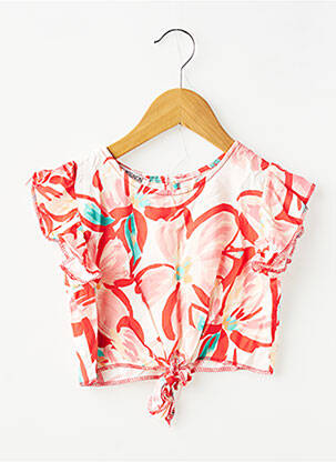 Top imprimé fantaisie manches courtes rouge MINI MIGNON fille