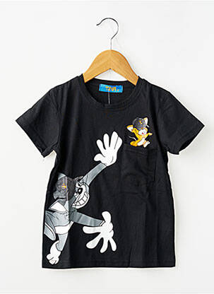 T-shirt coupe droite manches courtes noir TINA FASHION garçon