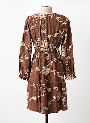 Robe courte manches longues manches longues marron BY ONE femme