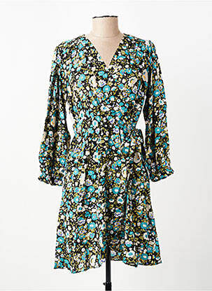 Robe courte manches 3/4 manches 3/4 bleu BY ONE femme