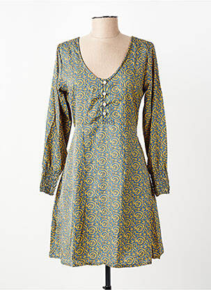 Robe courte manches longues manches longues bleu ALLER SIMPLEMENT femme