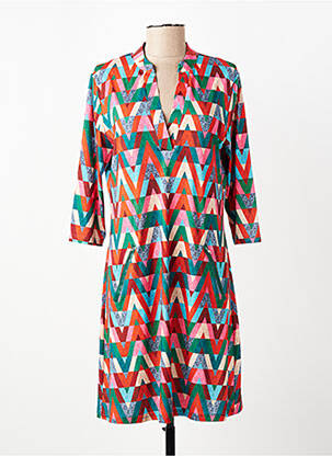 Robe courte manches 3/4 manches 3/4 orange VEGA'S femme