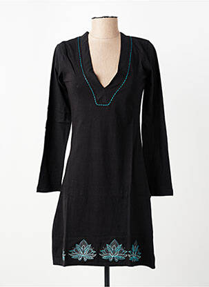 Robe courte manches longues manches longues noir IPANIMA femme