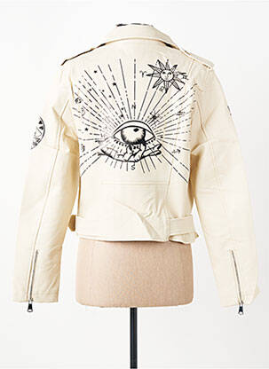Veste simili cuir poches beige MISS SISSI femme