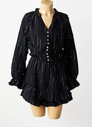 Combishort fermeture boutonnée sur le devant manches longues noir MUSY MUSE femme