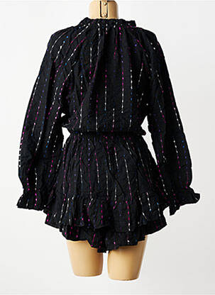 Combishort fermeture boutonnée sur le devant manches longues noir MUSY MUSE femme