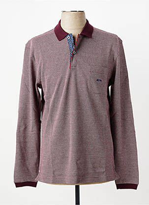 Polo tissage chiné manches longues rouge DARIO BELTRAN homme