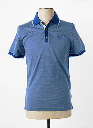 Polo imprimé rayures manches courtes bleu IZAC homme